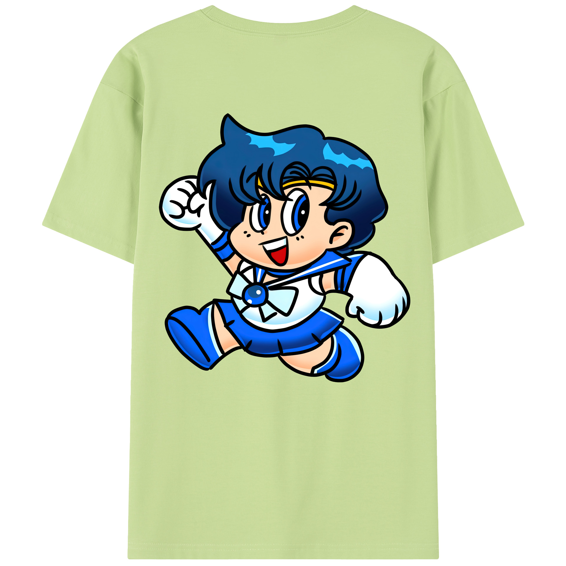 （画像用） 美少女戦士セーラームーン 水野 亜美 みずの あみ Sailor Moon Mizuno Ami 綿100％半袖Tシャツ（背面プリント）